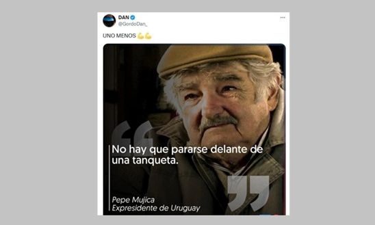 El influencer libertario, Gordo Dan, festejó la muerte de Pepe Mujica: “Uno menos”